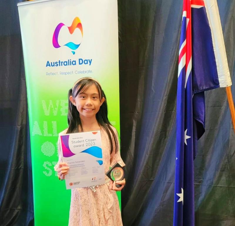 Congratulations, Vhanna, who receive her Student Citizenship Award on Australia Day.